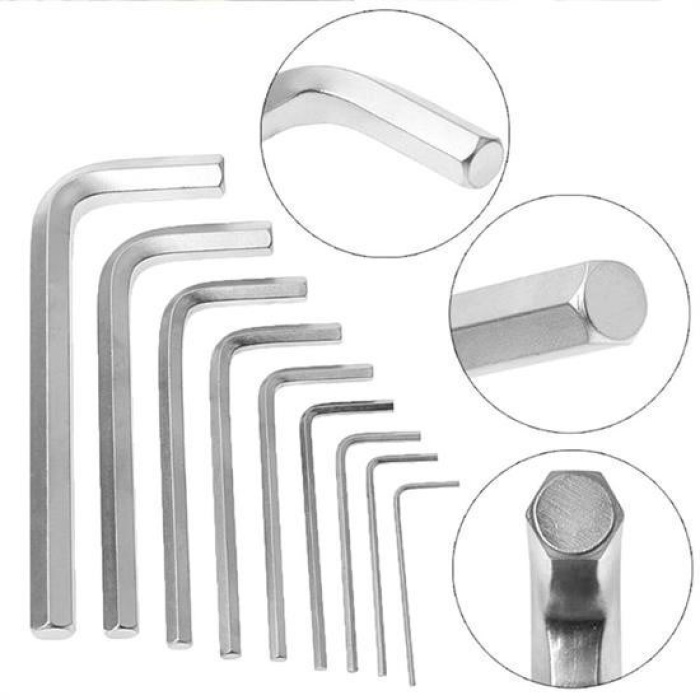 ® 9 Parça Çelik Alyan Seti Kısa Düz Köşe Alyan Anahtar Takımı