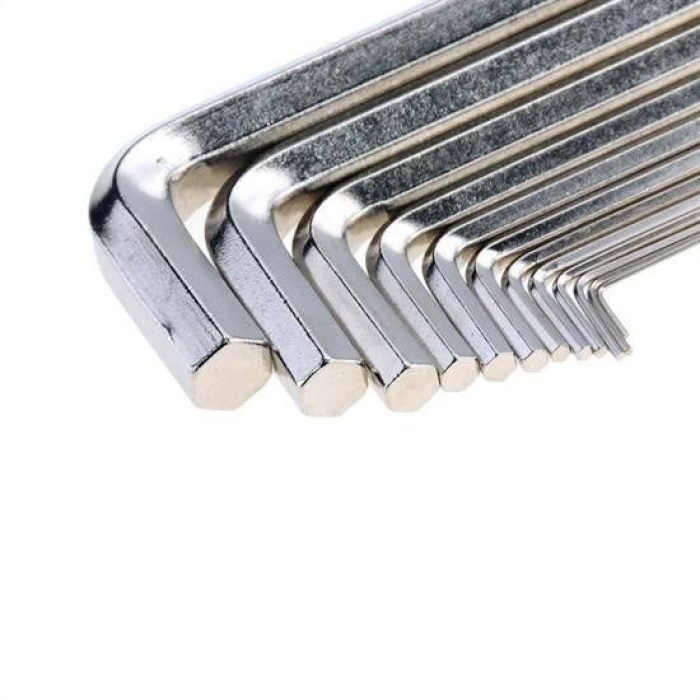 ® 9 Parça Çelik Alyan Seti Kısa Düz Köşe Alyan Anahtar Takımı