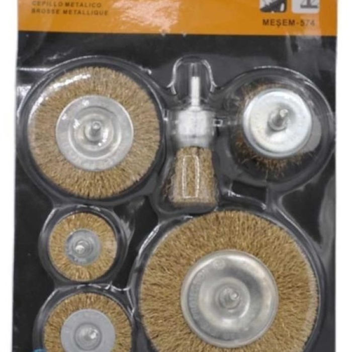 ®  6lı Pimli Tel Fırça Seti Pas Yağ Kir Boya Yapışkan Çözücü