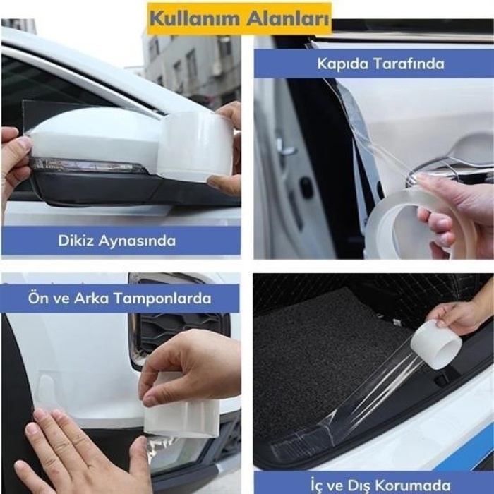 Biyomak®  Şeffaf Su Geçirmeyen  Dayanıklı Kolay Yapışan Çizilmeye Dayanıklı Oto Darbe Koruyucu Bant