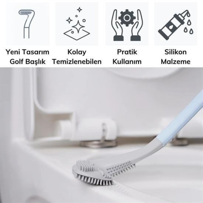 Biyomak®  Golf Tasarımlı Silikon WC Klozet Mutfak Temizlik Fırçası Kanca Hediyeli