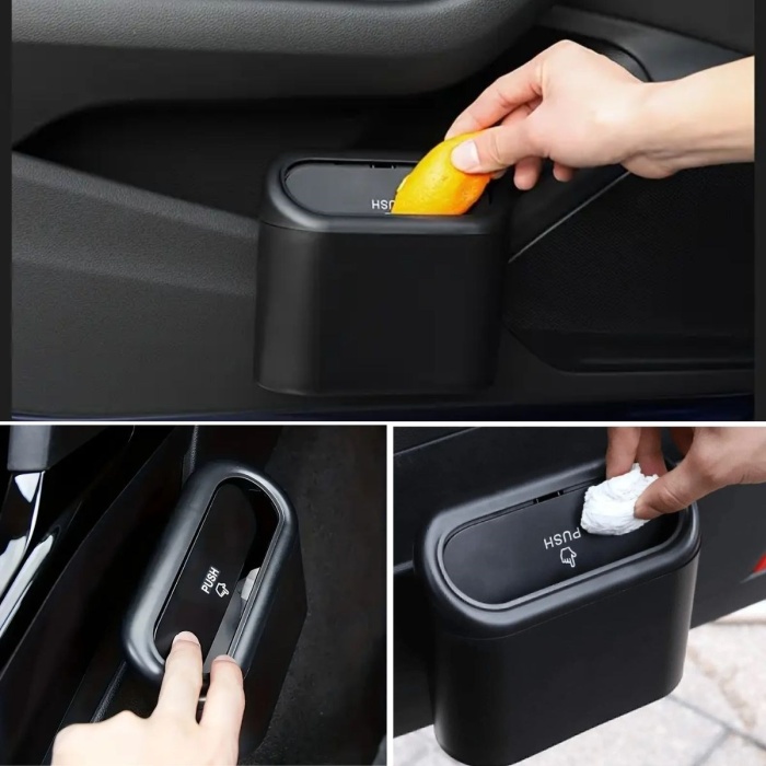 ®  Araç İçi Takılarak Sabitlenebilen Mini Kapaklı Çöp Kovası