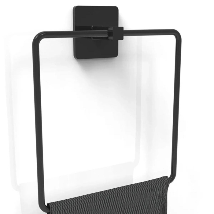 Biyomak®  Kendiliğinden Yapışkanlı Siyah Paslanmaz Metal Kare Havluluk