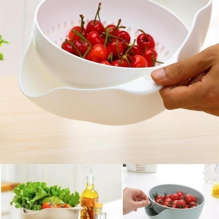 ®  Çok Amaçlı 360 Derece Dönebilir Pratik Hazneli Mutfak Süzgeç Elek