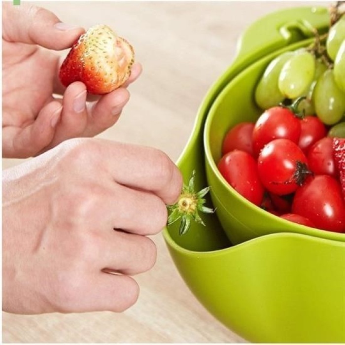 ®  Çok Amaçlı 360 Derece Dönebilir Pratik Hazneli Mutfak Süzgeç Elek