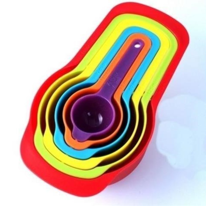 ®  Pratik Ölçü Kaşığı Kabı 5li Şeker Baharat Sıvı Ölçer Aparat