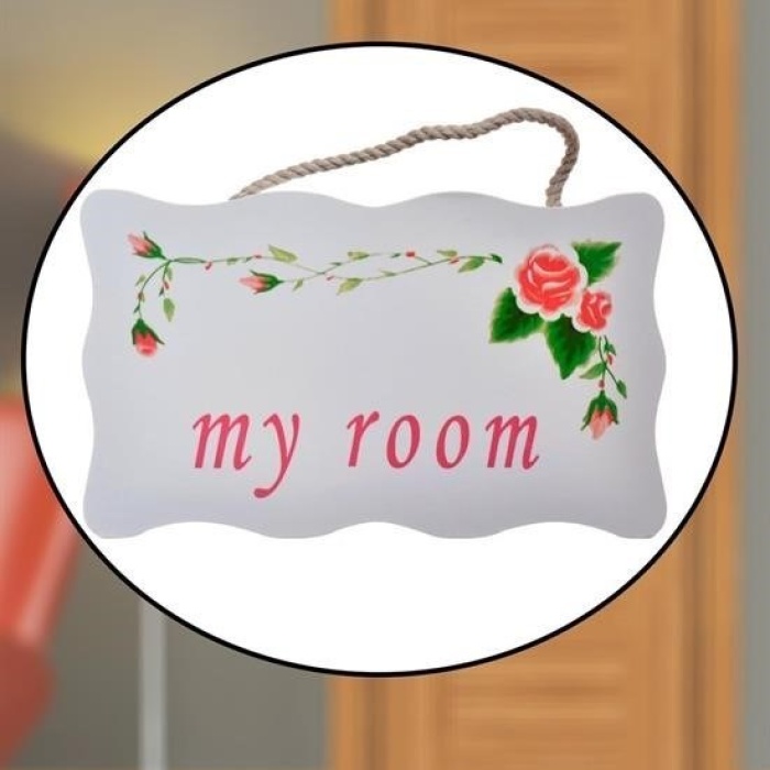 ® My Room Benim Odam Dekoratif Çiçek Desenli Kapı Askısı