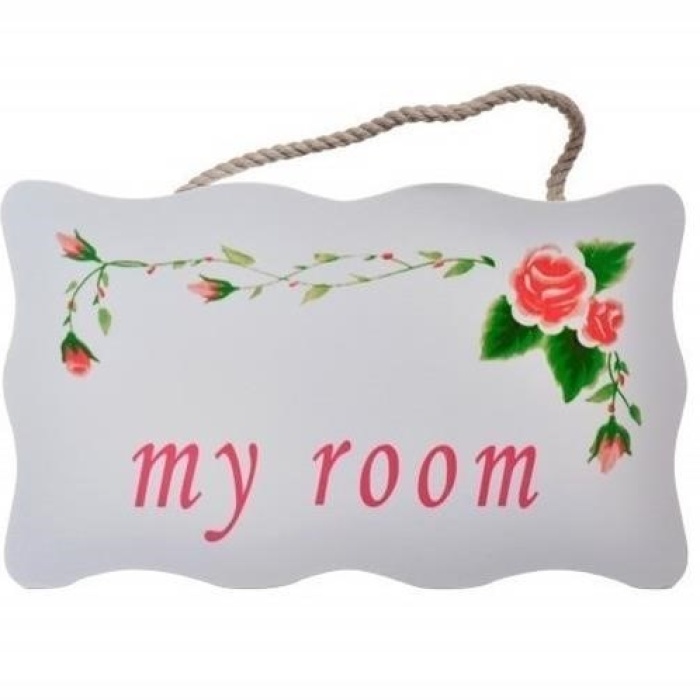 ® My Room Benim Odam Dekoratif Çiçek Desenli Kapı Askısı