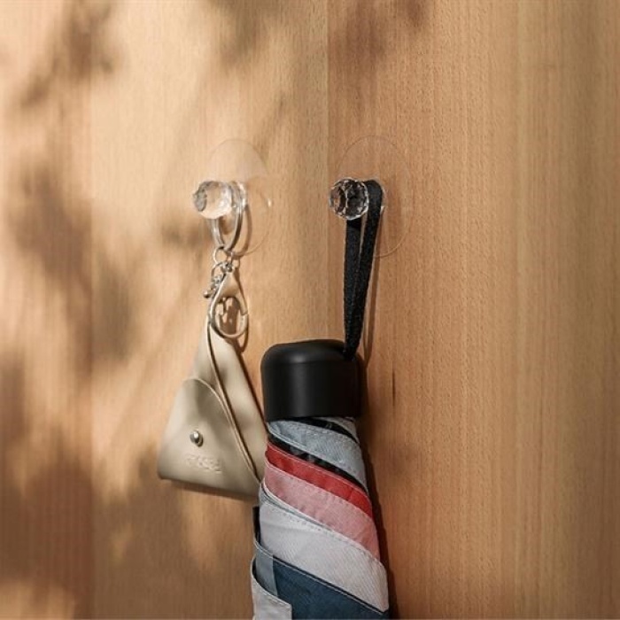 Biyomak®  2 Adet Kristal Kendiliğinden Güçlü Yapışkanlı Kulp Askısı Tutma Kolu