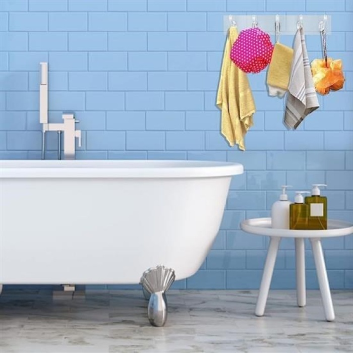 ®  5li Güçlü Yapışkanlı Şeffaf Duvar Askısı Banyo Mutfak Düzenleyici Pratik Askılık