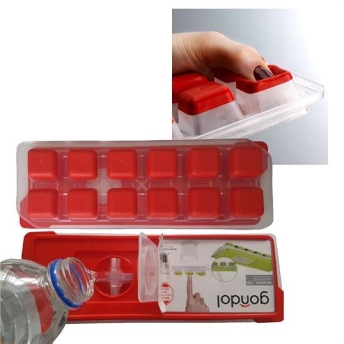 Biyomak®  12li Kapaklı Yapışmaz Silikon Tabanlı Plastik Küp Buz Kalıbı