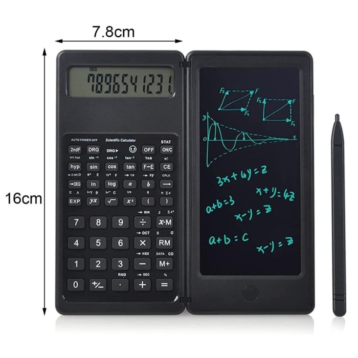 ®  Silinebilir LCD Yazı Tabletli,Kalemli Katlanabilir Bilimsel Hesap Makinesi