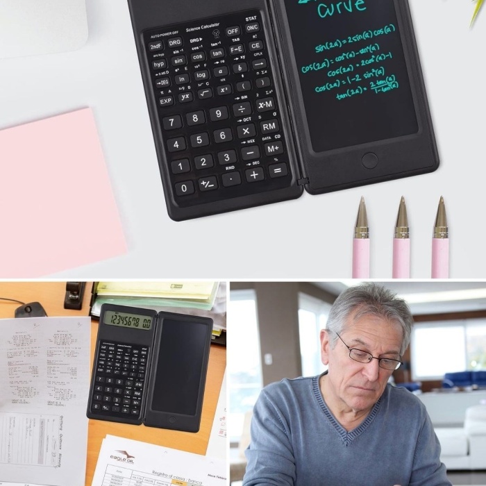 ®  Silinebilir LCD Yazı Tabletli,Kalemli Katlanabilir Bilimsel Hesap Makinesi