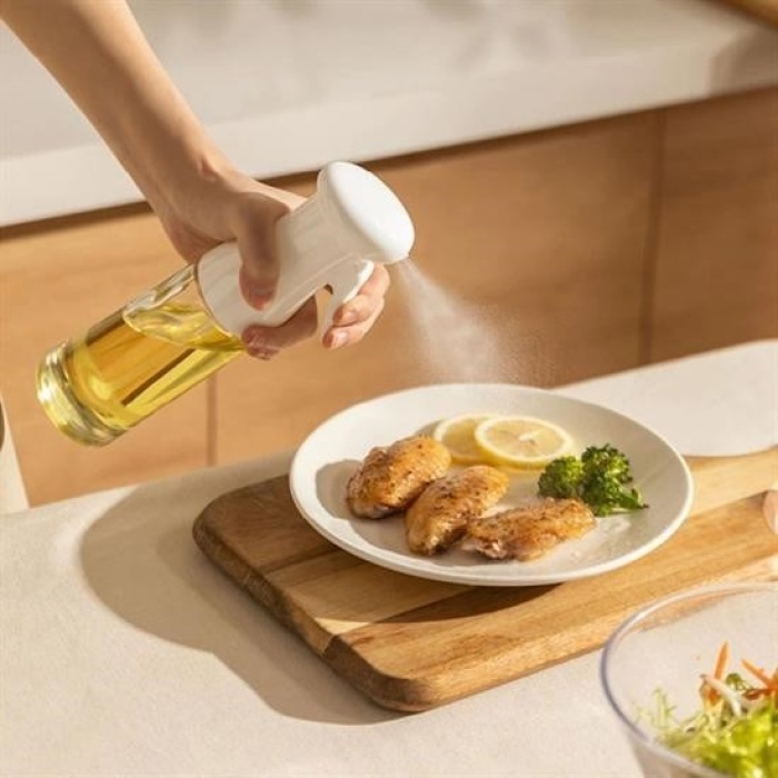®   Çok Amaçlı Cam Şişe Püskürtmeli Dağıtıcı Yağdanlık Limonluk Sirke Sosluk Spreyi Beyaz