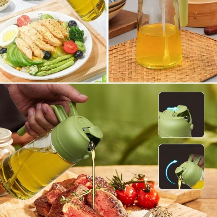 ®  2si 1arada Yağ Dökücü ve Spreyli Yağdanlık Cam Yağ Püskürtücü