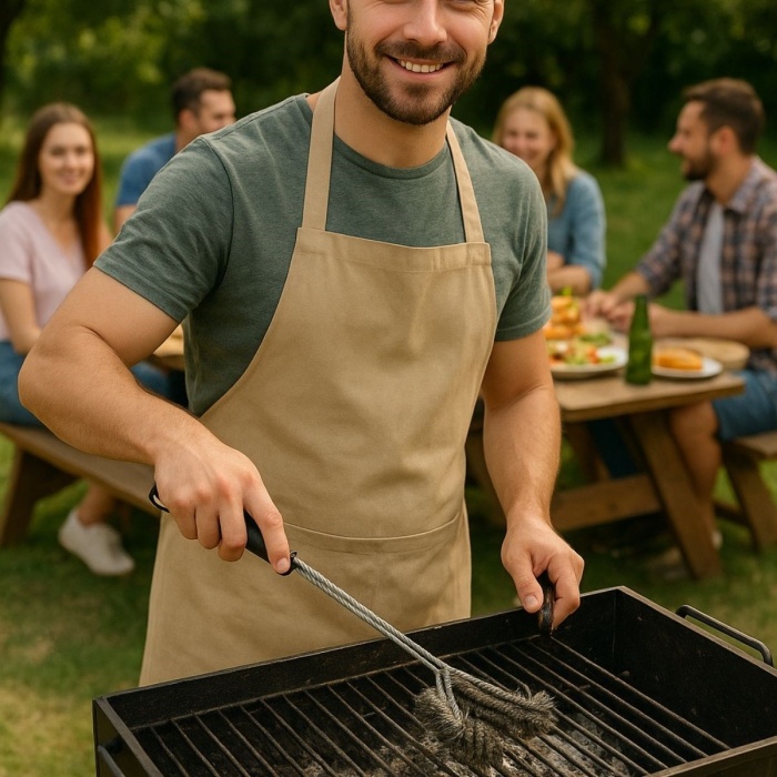 Biyomak®  Mangal Izgara Temizleme Fırçası – Paslanmaz Çelik Telli, Uzun Saplı Grill Temizlik Aparatı Mangal Temizlik Fırçası