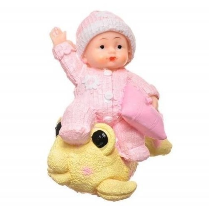 Biyomak® Hediyelik Sevimli Pembe Bebek Biblo Polyester Süs Eşyası