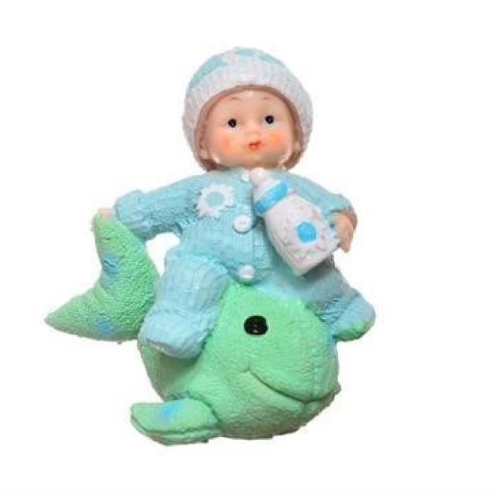 Biyomak® Hediyelik Sevimli Mavi Bebek Biblo Polyester Süs Eşyası