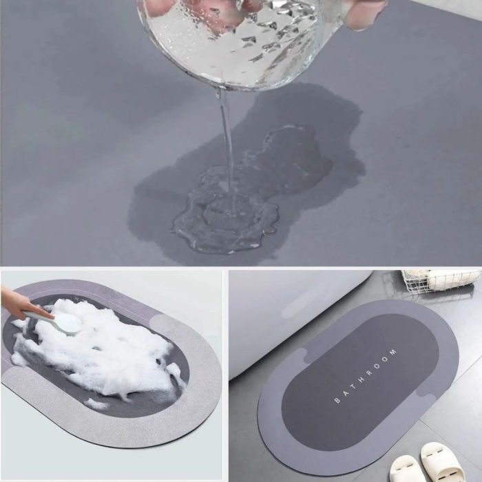 Biyomak®  Sihirli Süper Su Emici Kaymaz Tabanlı Oval Paspas 40*60 cm