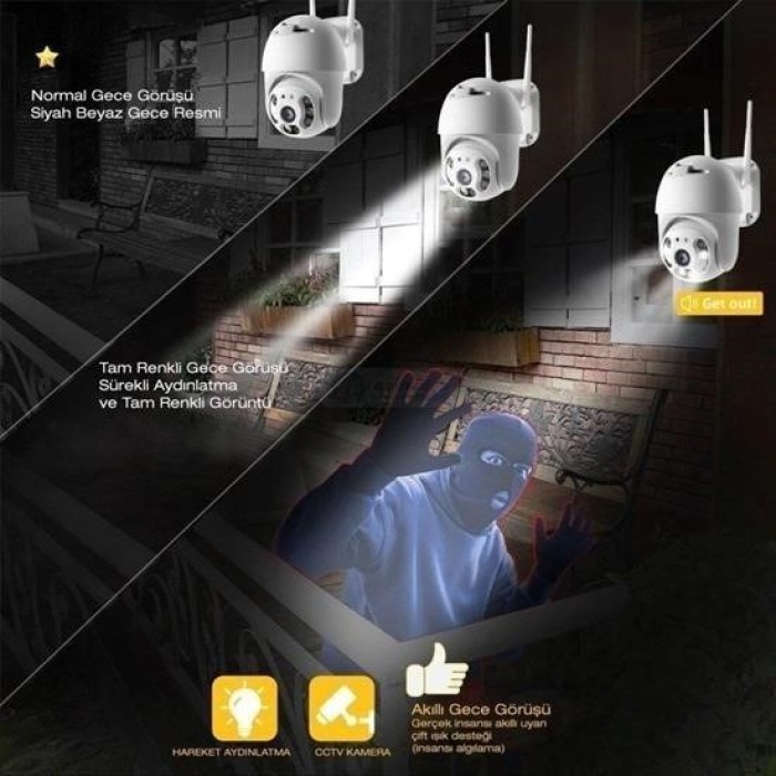 Biyomak®  20 MP HD Lens İç Dış Mekan Suya Danıklı IP Wifi Network Güvenlik Kamerası Wifi Kamera