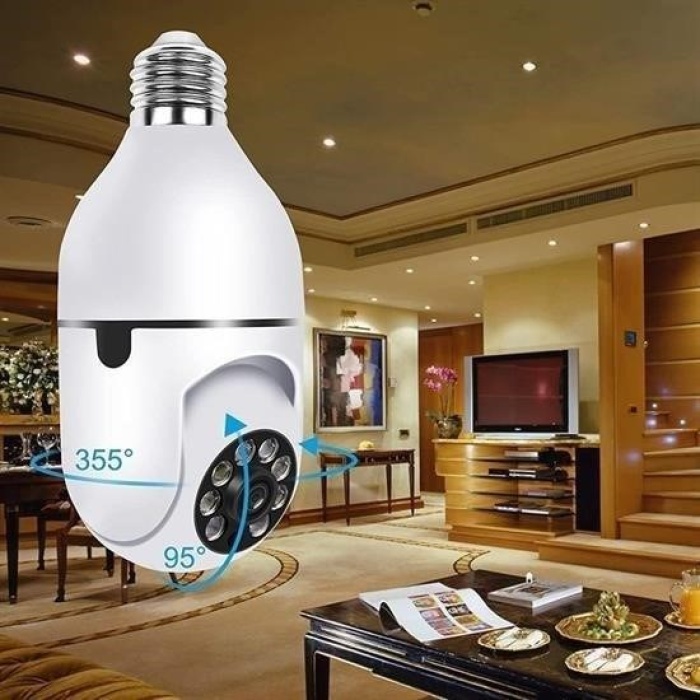 Biyomak®  WiFi 360 Panoramik Ampul Kamera Gece Görüş Ses Akıllı Hareket Algılayıcı