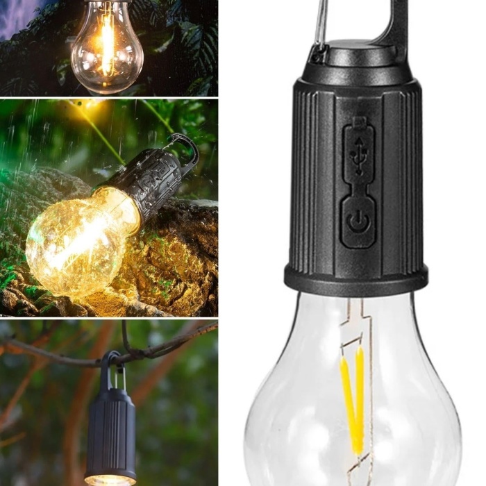 Biyomak®  Şarj Olabilen 3 Farklı Mod LEDli Kendiliğinden Asma Kancalı Kamp,Dış Cephe Lambası
