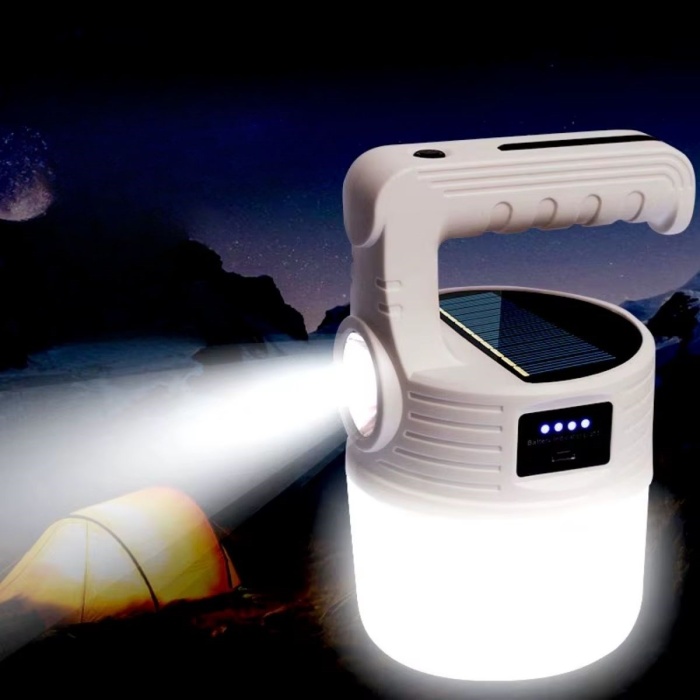 Biyomak®  LED Güneş Enerjili Kamp Lambası–2000 Lümen Süper Parlak, 5 Aydınlatma Modlu,USB ile Şarj Edilebilir Dış Mekan,Asılabilir Torch El Feneri