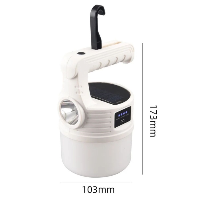 Biyomak®  LED Güneş Enerjili Kamp Lambası–2000 Lümen Süper Parlak, 5 Aydınlatma Modlu,USB ile Şarj Edilebilir Dış Mekan,Asılabilir Torch El Feneri