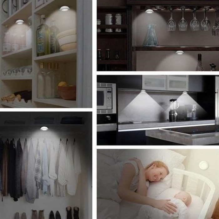 Biyomak®  3lü Uzaktan Kumandalı Pilli Yapışkanlı Kablosuz Led Spot Lambalar