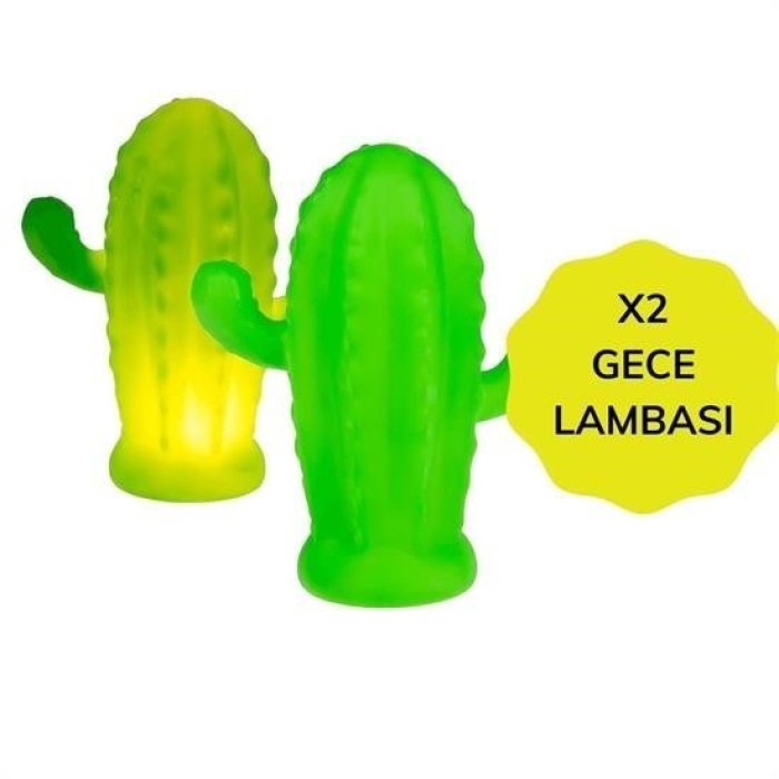 Biyomak®  Pilli Silikon Led Işıklı Sevimli Kaktüs Gece Lambası Aydınlatması