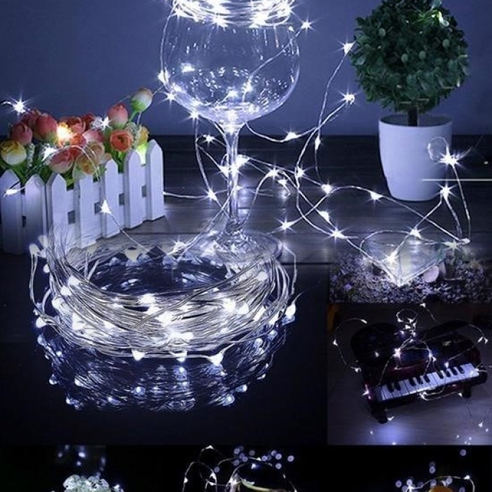 Biyomak®  Pilli 5 metre Dekoratif Peri Led Beyaz Aydınlatma Süsleme Lambası