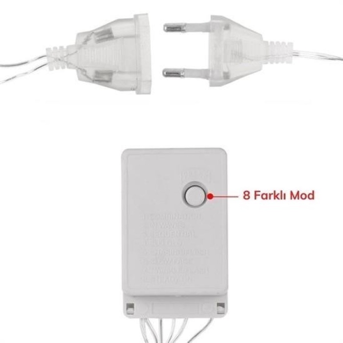 Biyomak®  8 Fonksiyonlu 16 Saçaklı Perde Led 3 x 1 (Günışığı)