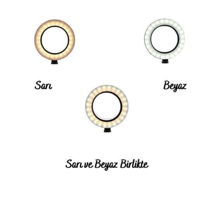 Biyomak®  8inç 20cm Youtube Instagram Tiktok Selfie  Stüdyo Video Fotoğraf Ring Light  Tripod Led Halk