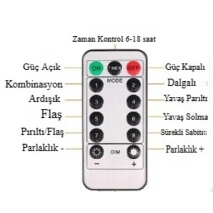 Biyomak®  Uzaktan Kumandalı LED Perdeye Takılabilen Kancalı Işık Usb 3x3 Metre Peri Perde LED
