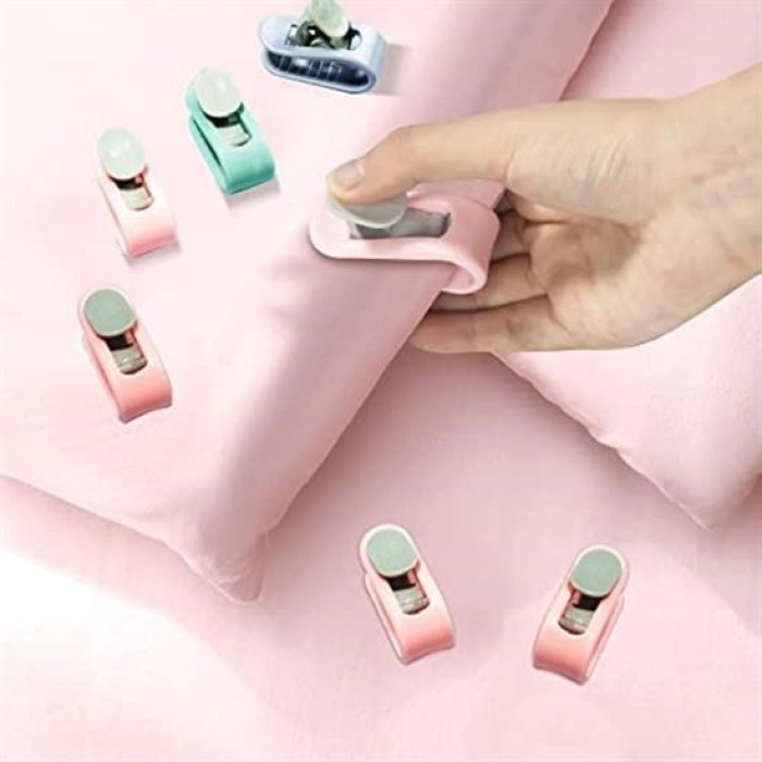 Biyomak®  4 Adet İğnesiz Yorgan Çarşaf Ve Perde Tutucu Sabitleyici Kaydırmaz Örtü Düzenleyici Klips