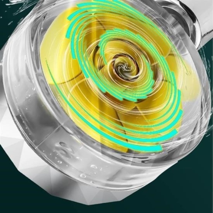 Biyomak®  Turbo Pervaneli ve Filtreli Su Tasarruflu 360 Derece Dönebilen Tazyikli Duş Başlığı