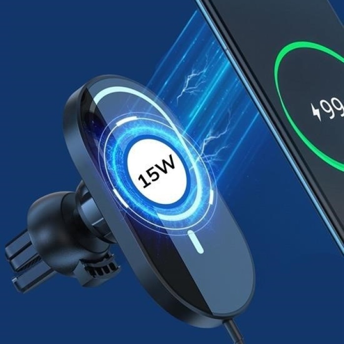 Biyomak®  15w Mıknatıslı Takılabilen Hızlı Şarj Tüm Cihaz Ve Araçlara Uyumlu Araç İçi Şarj Cihazı