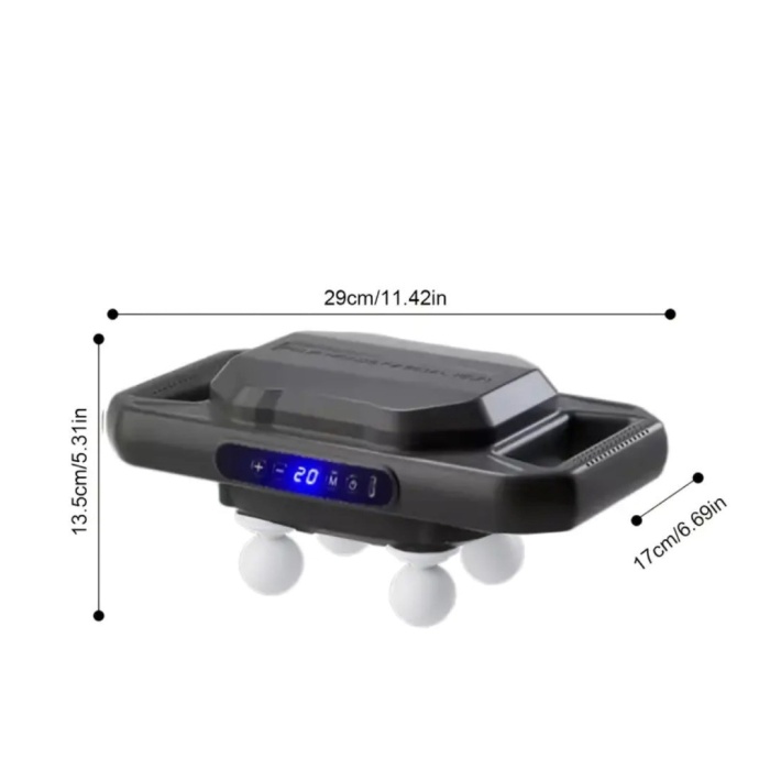 Biyomak® 4 Başlıklı Masaj Tabancası – 12W Derin Doku & Kas Ağrısı Giderici, 20 Seviye & 6 Mod - Siyah