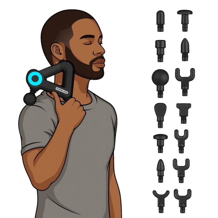 Biyomak®  12 Farklı Başlıklı Profesyonel Masaj Tabancası - Kas Gevşetici ve Yorgunluk Giderici Masaj Aleti