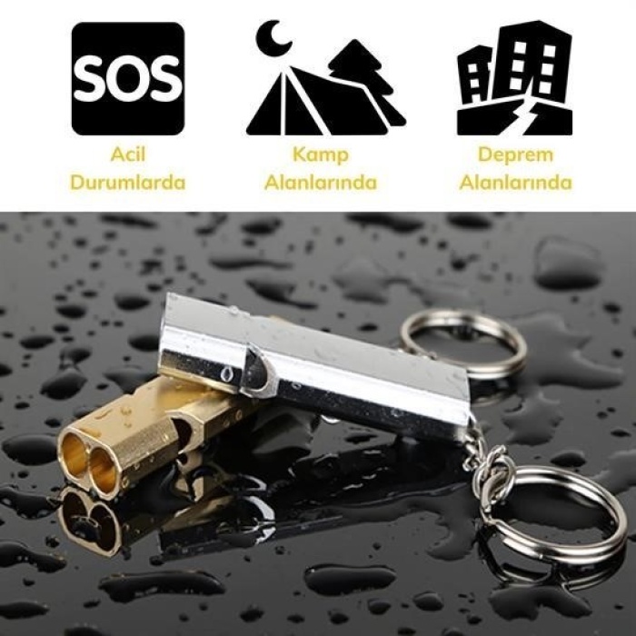 ®  SOS Acil İmdat Düdüğü Alüminyum Islık Anahtarlık Kamp Yürüyüş Aksesuar Araçları