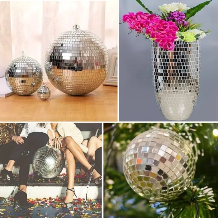 Biyomak® 1 Metre Uzunluğunda Gümüş Renk Aynalı Mozaik Taşlı Dekor Bandı 4 cm x 1 mt