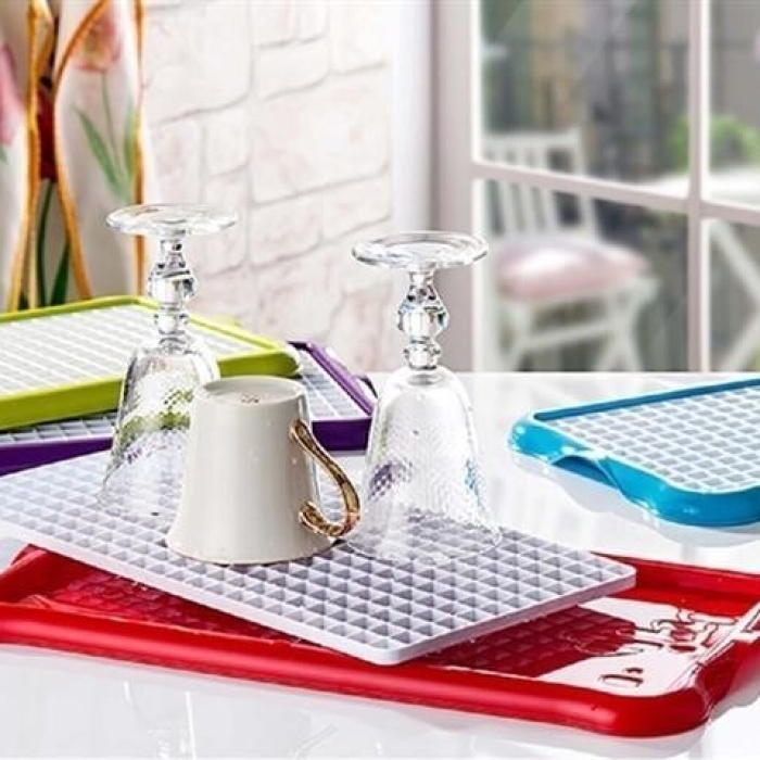 ® Pratik Lavabo Tezgah Üstü Bulaşık Kurutmalığı Süzmatik 22x40 cm