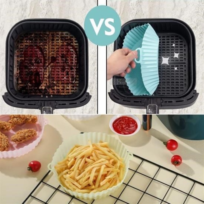 Biyomak® Renkli Isıya Dayanıklı Yıkanılabilir Silikon Fırın Ve Airfryer Yuvarlak Pişirme Matı 20 Cm