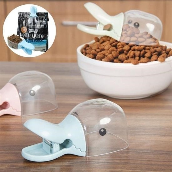 Biyomak® Ördek Tasarımlı Mandallı Tazelik Koruyan Ölçekli Kuru Mama Kaşığı Mama Ölçeği