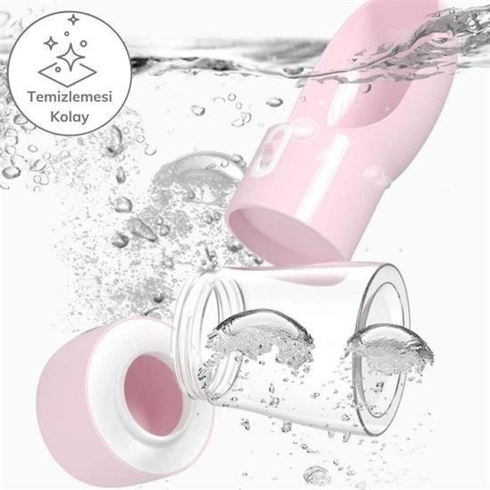 Biyomak® Taşınabilir Mama Hazneli Evcil Hayvan Suluğu Seyahat Kabı Kilitlenebilen Su Sızdırmaz 380ML