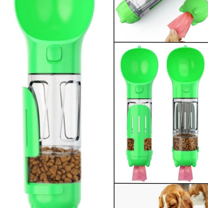 Biyomak® Taşınabilir Hazneli Mama Kaplı ,Kaka Poşetli Kedi,Köpek Suluğu-300ml