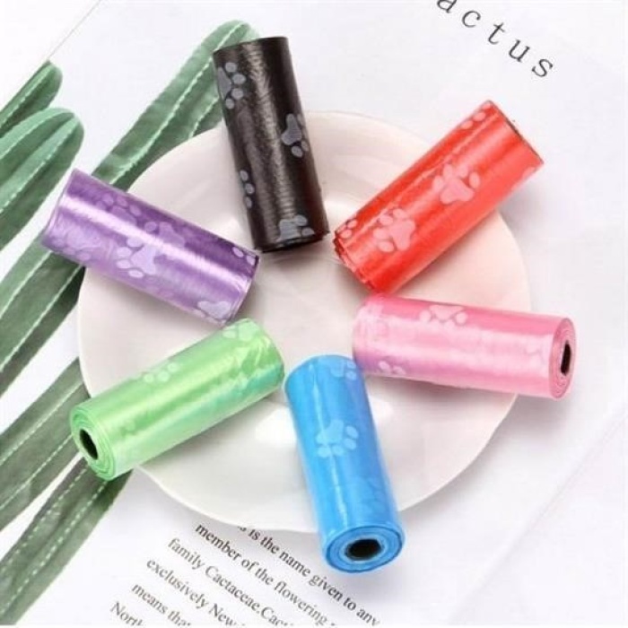 ® 4lü Evcil Hayvanlar Için Pati Desenli Kedi Köpek Kaka Poşeti Torbası