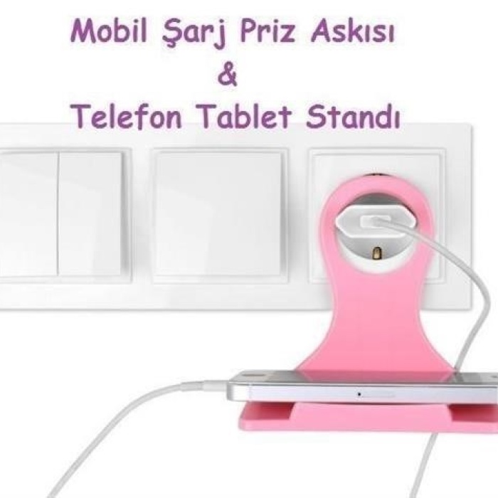 Biyomak® Universal Mobil Şarj Priz Askısı ve Telefon Tablet  Tutucu Stand