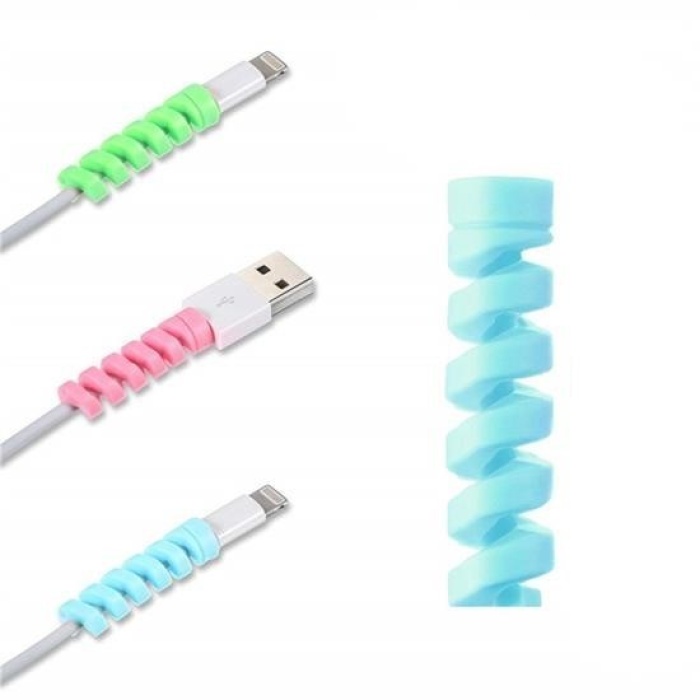 ® 4lü Android Şaj Kablosu Koruyucu Silikon Spiral Yay Aparat