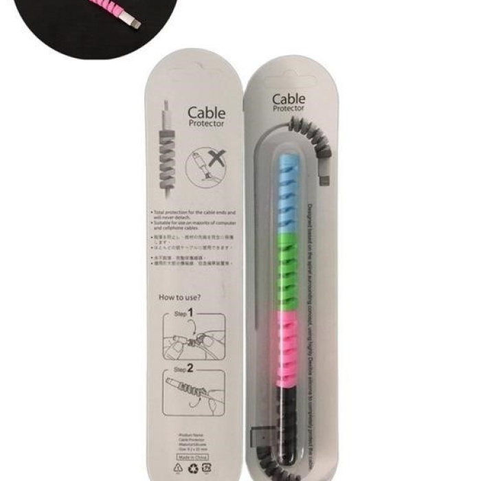 ® 4lü Android Şaj Kablosu Koruyucu Silikon Spiral Yay Aparat